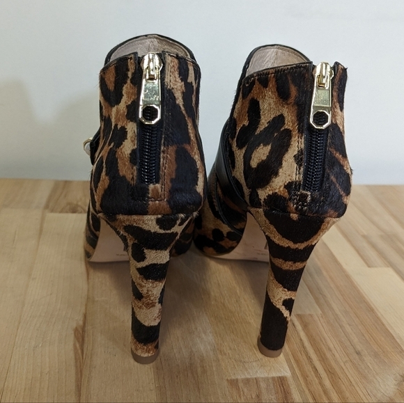 Louise et Cie Calf Hair Leopard Heeled Booties Pearl 8 Lo Lander 3 Maxamilist - Picture 10 of 14
